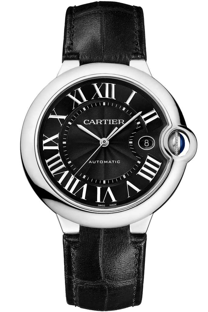 Cartier Ballon Bleu De Cartier Black Dial Black Leather Strap Watch for Men - WSBB0003 Buy Now By Cartier