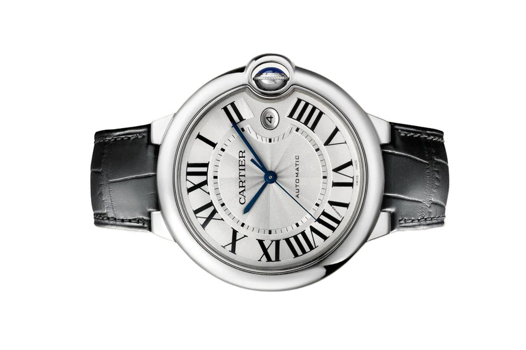 Cartier Ballon Bleu de Cartier Silver Dial Black Leather Strap Watch for Men - WSBB0026 Buy Now By Cartier