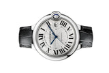 Cartier Ballon Bleu de Cartier Silver Dial Black Leather Strap Watch for Men - WSBB0026 Buy Now By Cartier