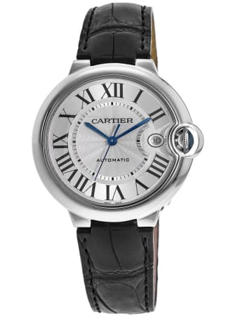 Cartier Ballon Bleu De Cartier Silver Dial Black Leather Strap Watch for Women - WSBB0030 Buy Now By Cartier