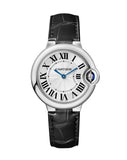 Cartier Ballon Bleu De Cartier Silver Dial Black Leather Strap Watch for Women - WSBB0028 Buy Now By Cartier