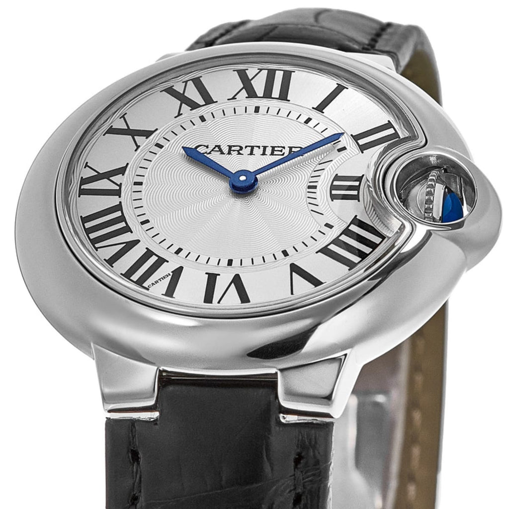 Cartier Ballon Bleu De Cartier Silver Dial Black Leather Strap Watch for Women - WSBB0034 Buy Now By Cartier