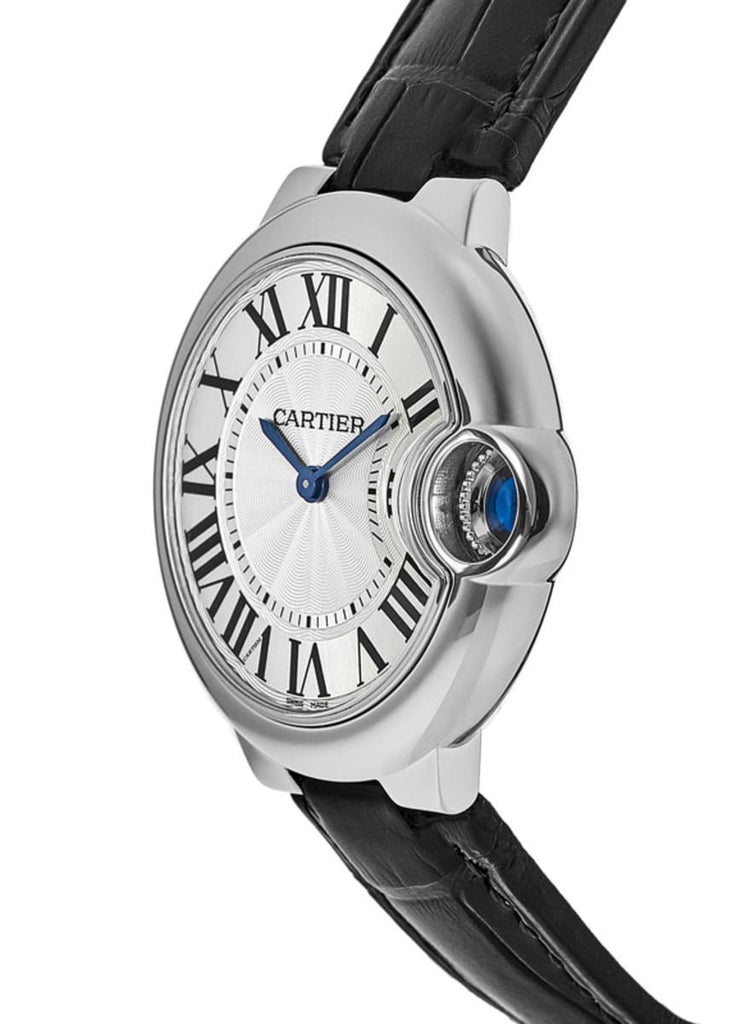 Cartier Ballon Bleu De Cartier Silver Dial Black Leather Strap Watch for Women - WSBB0034 Buy Now By Cartier
