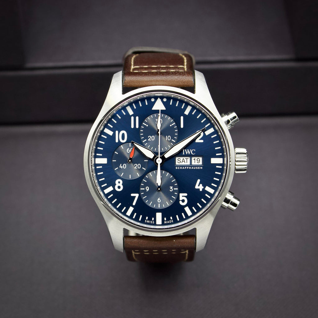 IWC Pilot’s Watch Chronograph Edition “Le Petit Prince” Blue Dial Brown Leather Strap Watch for Men - IW377714 Buy Now By IWC