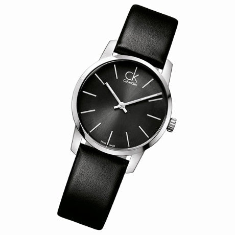 Calvin Klein City Black Dial Black Leather Strap Watch For Women - K2G23107 Buy Now By Calvin Klein
