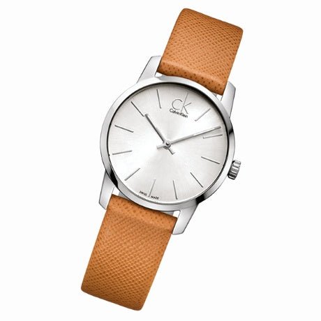 Calvin Klein City Silver Dial Light Brown Leather Strap Watch For Women- K2G23120 Buy Now By Calvin Klein
