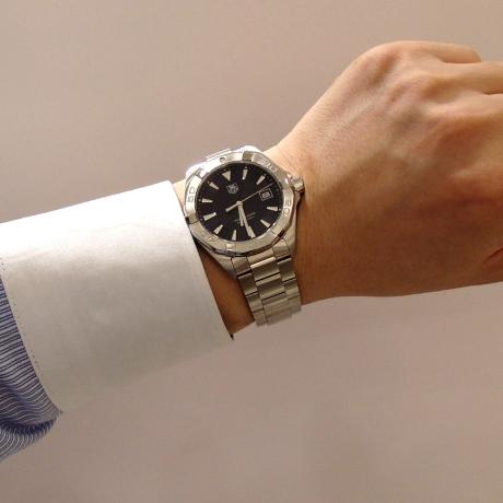 Tag Heuer Aquaracer 41mm Quartz Black Dial Silver Steel Strap Watch for Men - WAY1110.BA0928