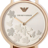 Emporio Armani Kappa Classic Quartz Silver Dial Red Leather Strap Watch For Women - AR11114 Buy Now By Emporio Armani