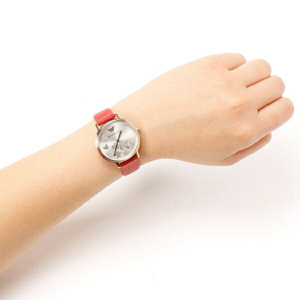 Emporio Armani Kappa Classic Quartz Silver Dial Red Leather Strap Watch For Women - AR11114 Buy Now By Emporio Armani