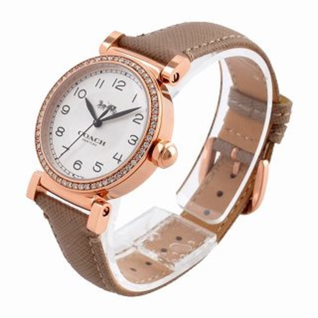 Coach Madison Diamonds White Dial Beige Leather Strap Watch for Women - 14503394 Buy Now By Coach