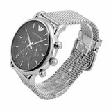 Emporio Armani Luigi Black Dial Silver Mesh Bracelet Watch For Men - AR8032 Buy Now By Emporio Armani
