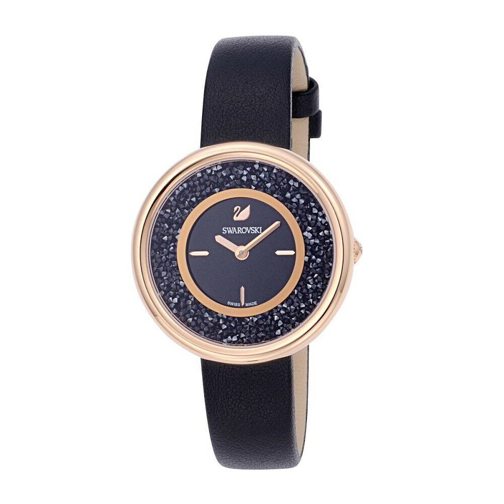 Swarovski Crystalline Pure Black Dial Black Leather Strap Watch for Women - 5275043 Buy Now By Swarovski