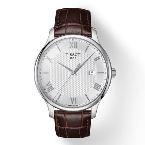 Tissot T Classic Tradition Silver Dial Brown Leather Strap Watch For Men - T063.610.16.038.00 Buy Now By Tissot