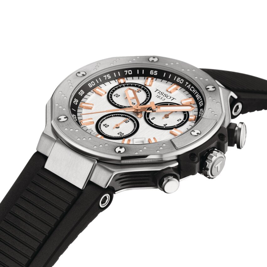 Tissot T Race Chronograph White Dial Black Rubber Strap Watch For Men - T141.417.17.011.00 Buy Now By Tissot
