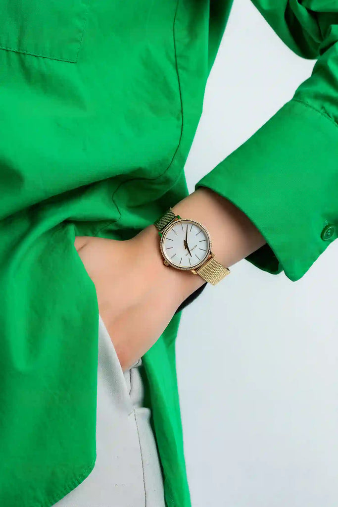 Michael Kors Pyper Quartz Mother of Pearl White Dial Gold Mesh Bracelet Watch For Women - MK4619 Buy Now By Michael Kors