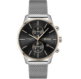 Hugo Boss Associate Black Dial Silver Mesh Bracelet Watch for Men - 1513805 Buy Now By Hugo Boss