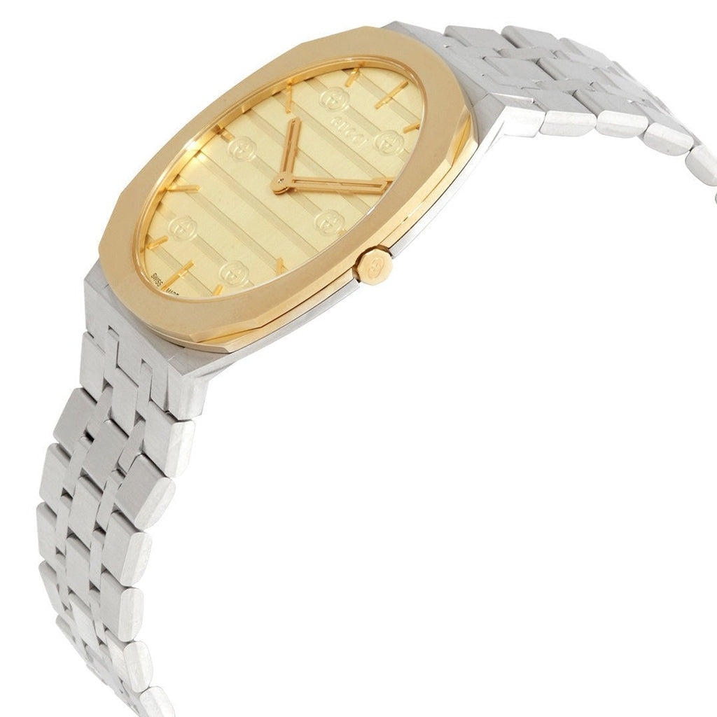 Gucci 25H Quartz Gold Dial Silver Steel Strap Watch for Women - YA163403 Buy Now By Gucci