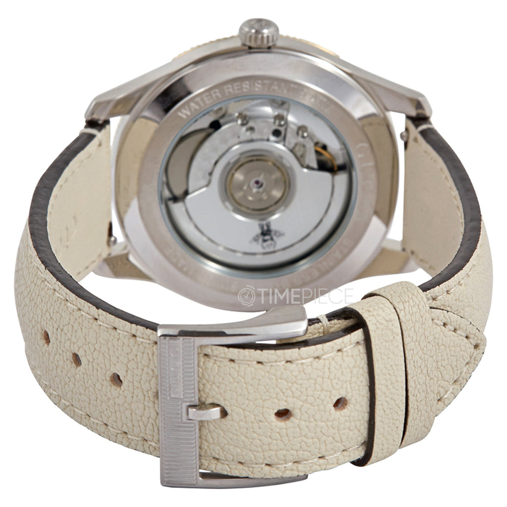 Gucci G Timeless Automatic Silver Dial Beige Leather Strap Watch For Men - YA126348 Buy Now By Gucci