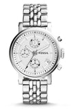 Fossil Boyfriend Chronograph Silver Dial Silver Steel Strap Watch for Women - ES2198 Buy Now By Fossil