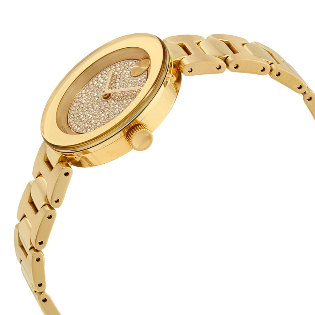 Movado Bold Crystal Gold Dial Gold Steel Strap Watch For Women - 3600492 Buy Now By Movado