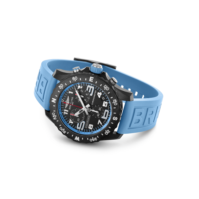 Breitling Endurance Pro Black Dial Light Blue Rubber Strap Watch for Men - X82310281B1S1 Buy Now By Breitling