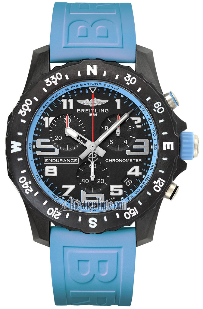 Breitling Endurance Pro Black Dial Light Blue Rubber Strap Watch for Men - X82310281B1S1 Buy Now By Breitling