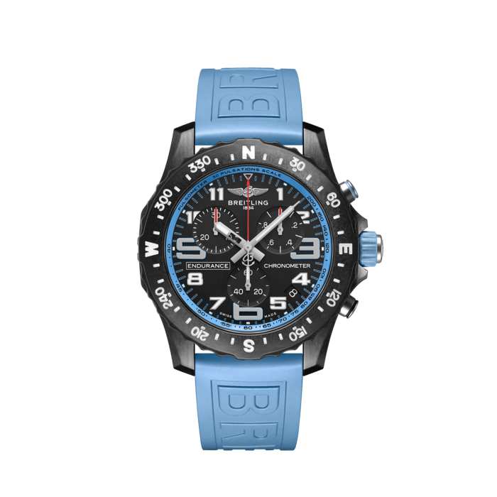 Breitling Endurance Pro Black Dial Light Blue Rubber Strap Watch for Men - X82310281B1S1 Buy Now By Breitling