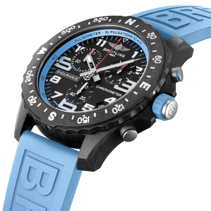 Breitling Endurance Pro Black Dial Light Blue Rubber Strap Watch for Men - X82310281B1S1 Buy Now By Breitling