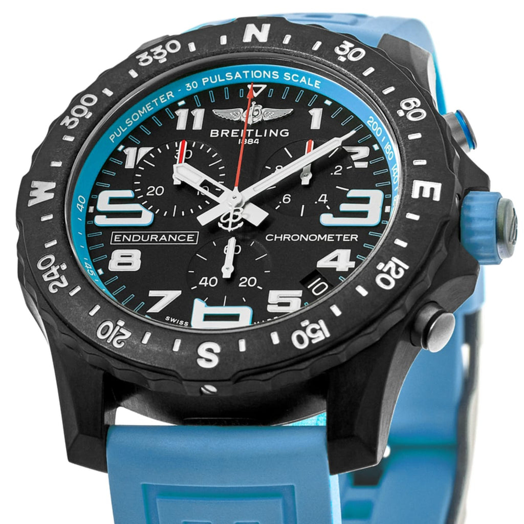 Breitling Endurance Pro Black Dial Light Blue Rubber Strap Watch for Men - X82310281B1S1 Buy Now By Breitling