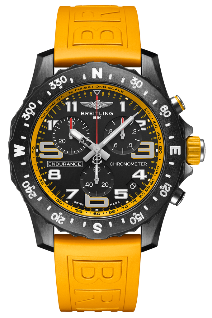 Breitling Endurance Pro Black Dial Yellow Rubber Strap Watch for Men - X82310A41B1S1 Buy Now By Breitling