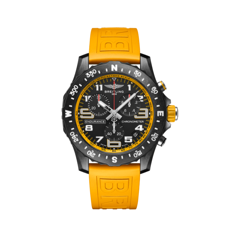 Breitling Endurance Pro Black Dial Yellow Rubber Strap Watch for Men - X82310A41B1S1 Buy Now By Breitling