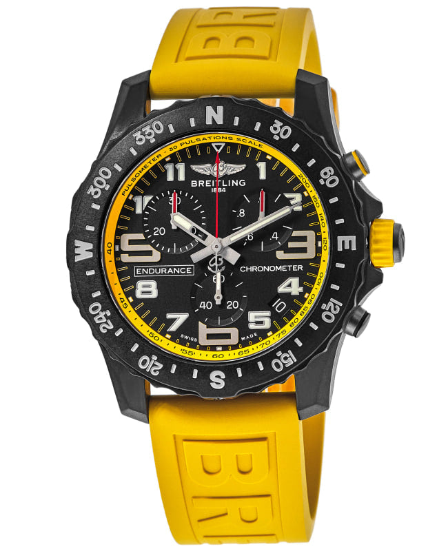 Breitling Endurance Pro Black Dial Yellow Rubber Strap Watch for Men - X82310A41B1S1 Buy Now By Breitling
