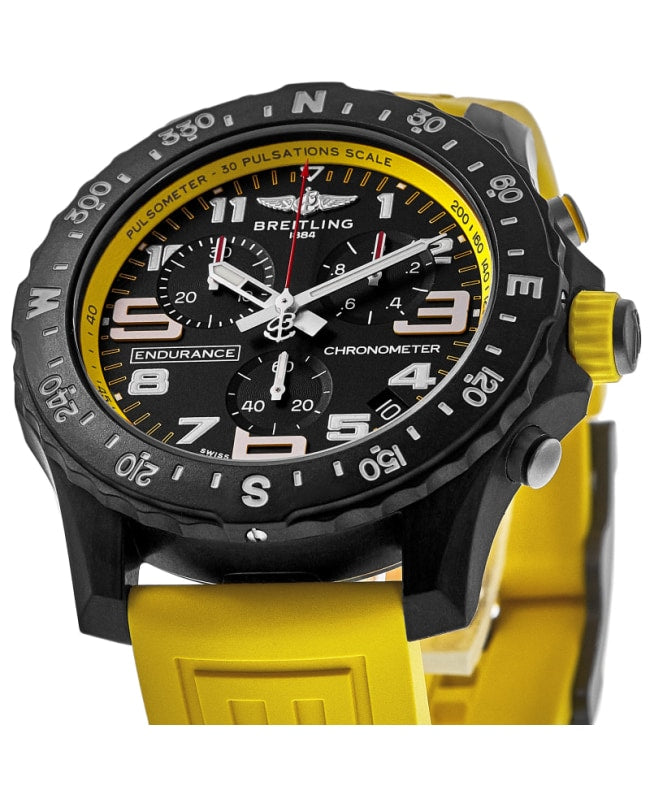 Breitling Endurance Pro Black Dial Yellow Rubber Strap Watch for Men - X82310A41B1S1 Buy Now By Breitling