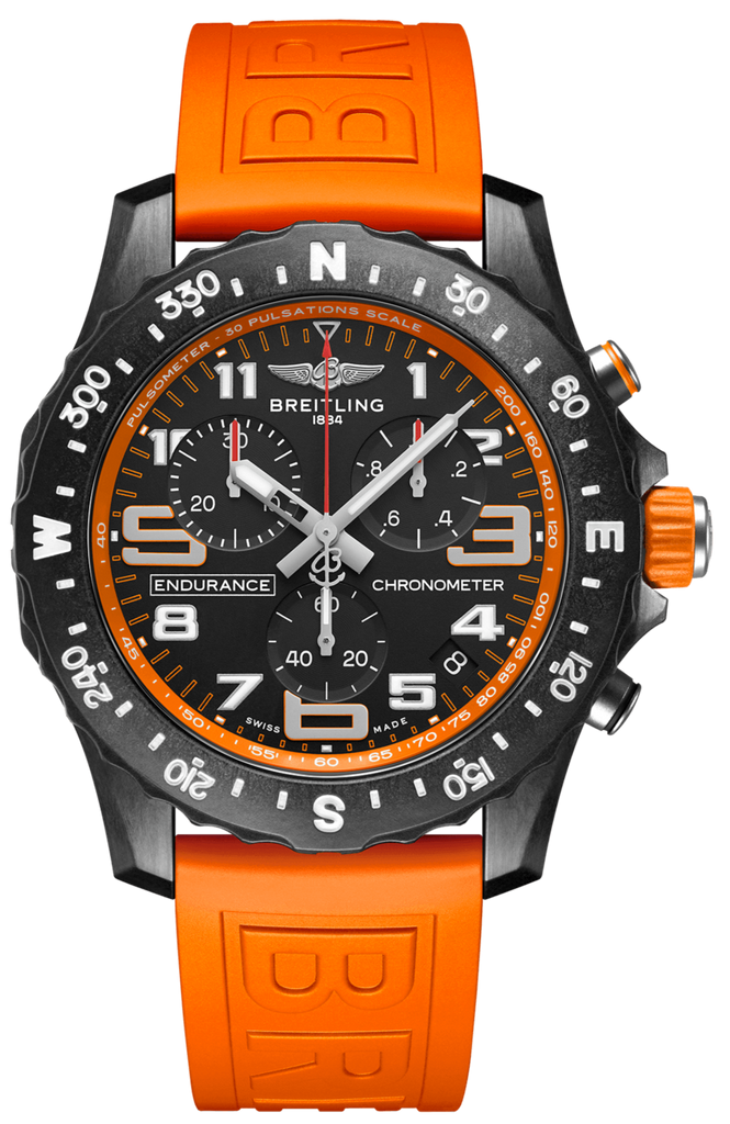 Breitling Endurance Pro Black Dial Orange Rubber Strap Watch for Men - X82310A51B1S1 Buy Now By Breitling