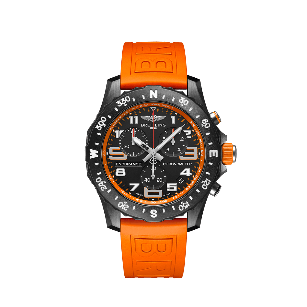 Breitling Endurance Pro Black Dial Orange Rubber Strap Watch for Men - X82310A51B1S1 Buy Now By Breitling