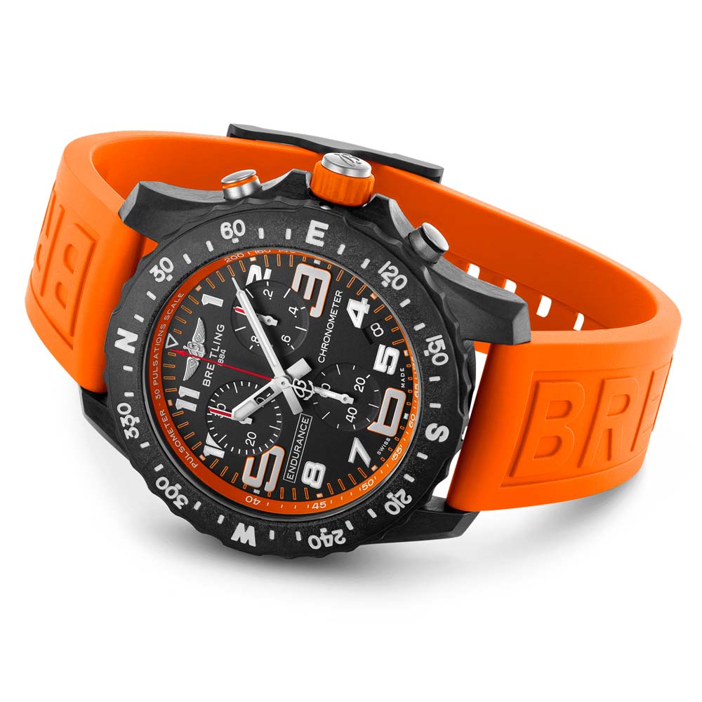 Breitling Endurance Pro Black Dial Orange Rubber Strap Watch for Men - X82310A51B1S1 Buy Now By Breitling