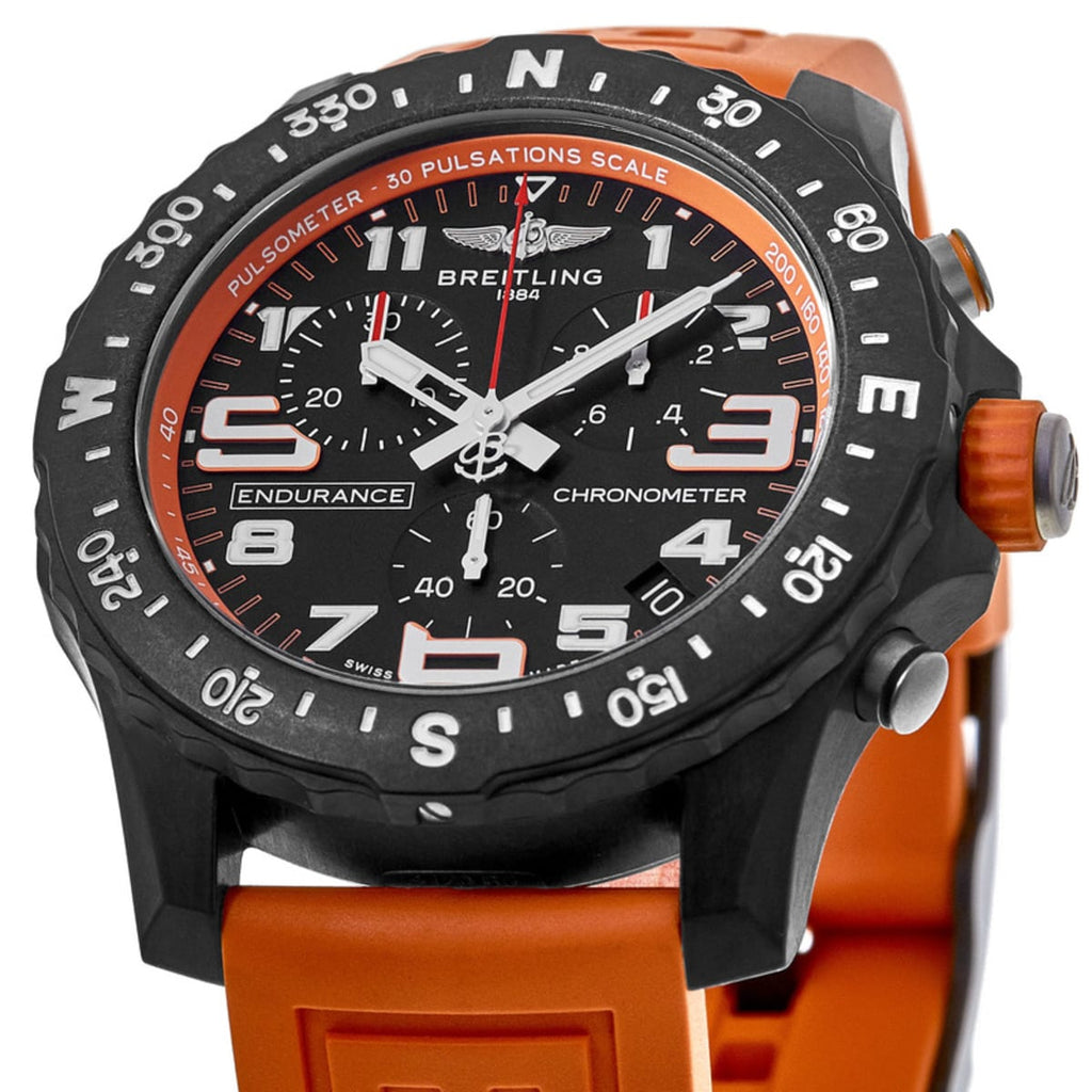 Breitling Endurance Pro Black Dial Orange Rubber Strap Watch for Men - X82310A51B1S1 Buy Now By Breitling