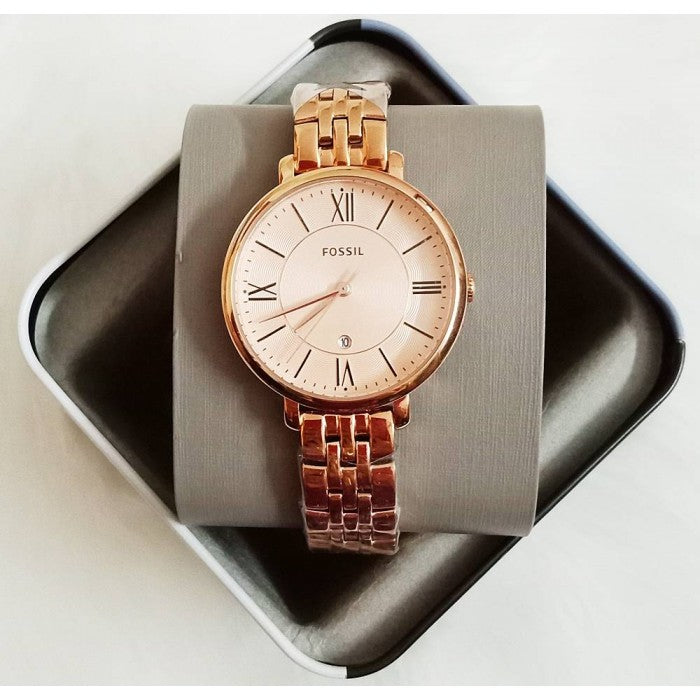 Fossil Jacqueline Rose Gold Dial Rose Gold Steel Strap Watch for Women - ES3435 Buy Now By Fossil