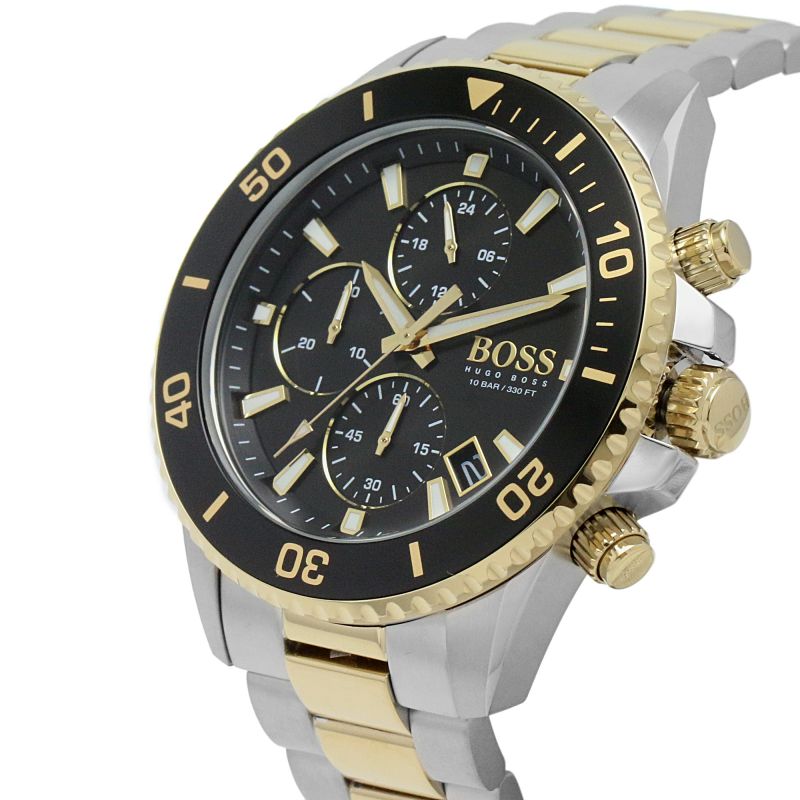 Hugo Boss Admiral Black Dial Two Tone Steel Strap Watch for Men - 1513908 Buy Now By Hugo Boss