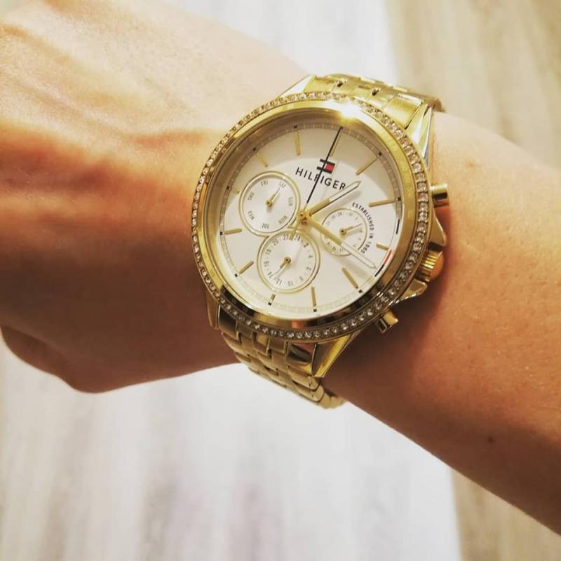 Tommy Hilfiger Ari Multifunction Diamonds Silver Dial Gold Steel Strap Watch for Women - 1781977 Buy Now By Tommy Hilfiger