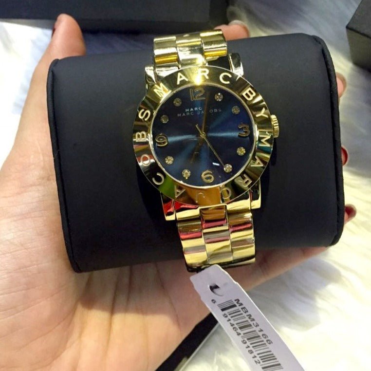 Marc Jacobs Amy Blue Dial Gold Steel Strap Watch for Women - MBM3166 Buy Now By Marc Jacobs