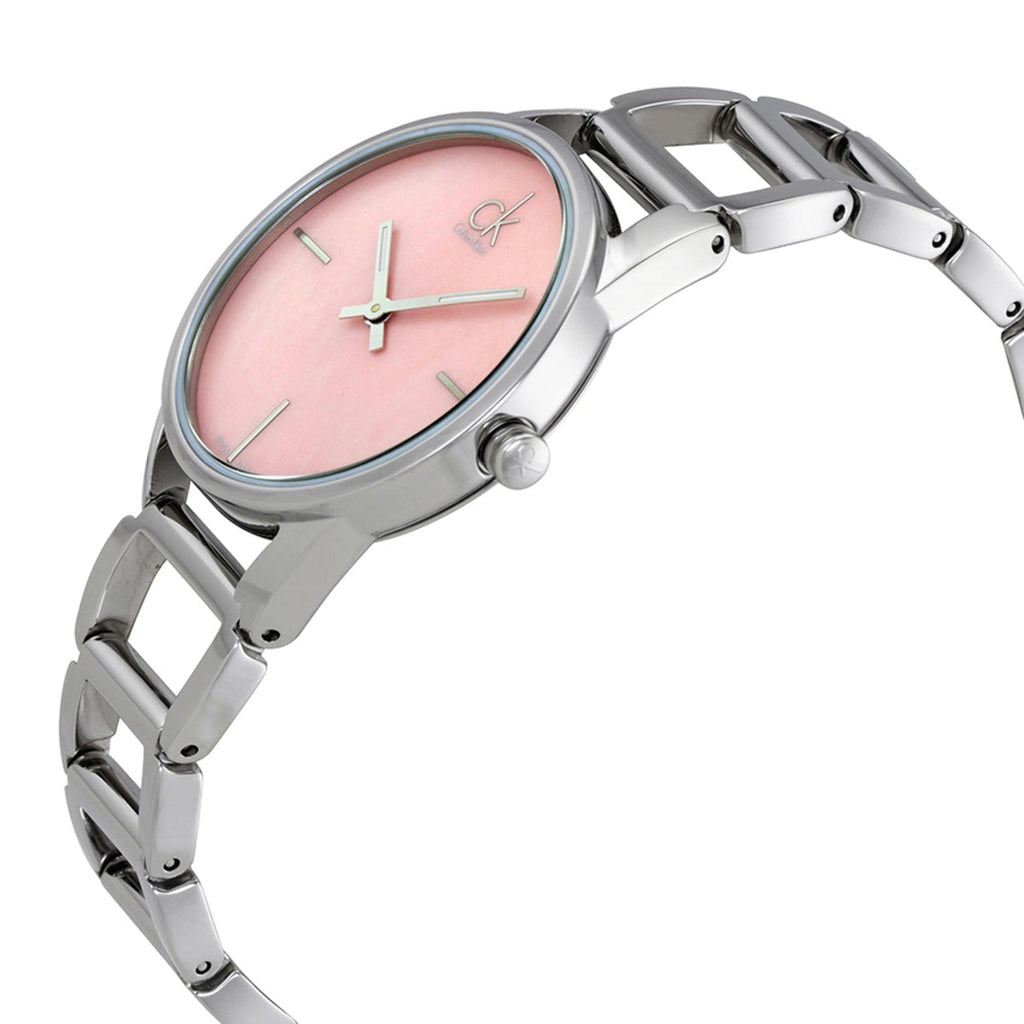 Calvin Klein Stately Pink Mother of Pearl Dial Silver Steel Strap Watch for Women - K3G2312E Buy Now By Calvin Klein