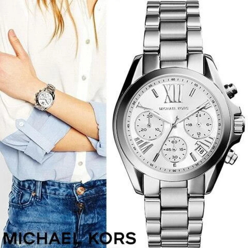 Michael Kors Bradshaw Chronograph Silver Dial Silver Steel Strap Watch for Women - MK6174 Buy Now By Michael Kors