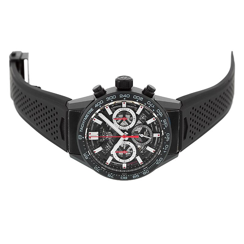 Tag Heuer Carrera Chronograph Steel & Ceramic Black Dial Black Rubber Strap Watch for Men - CBG2090.FT6145 Buy Now By Tag Heuer