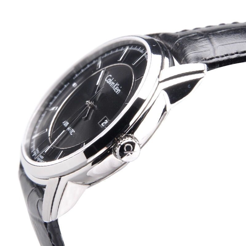 Calvin Klein Infinity Automatic Black Dial Black Leather Strap Watch for Men - K5S341C1 Buy Now By Calvin Klein