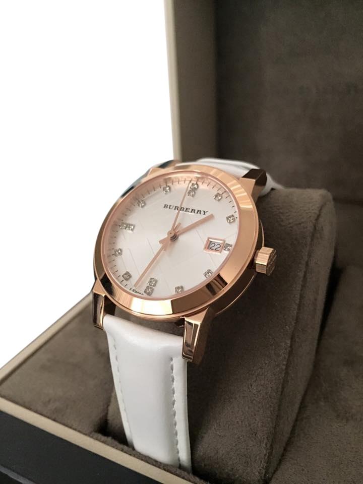 Burberry The City Diamonds White Dial White Leather Strap Watch for Women - BU9130 Buy Now By Burberry
