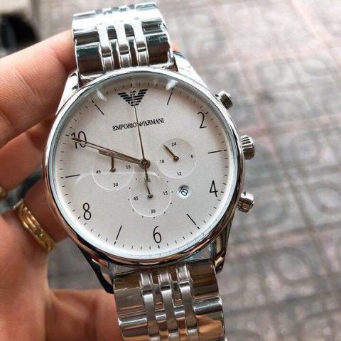 Emporio Armani Classic Chronograph Silver Dial Silver Steel Strap Watch For Men - AR1879 Buy Now By Emporio Armani