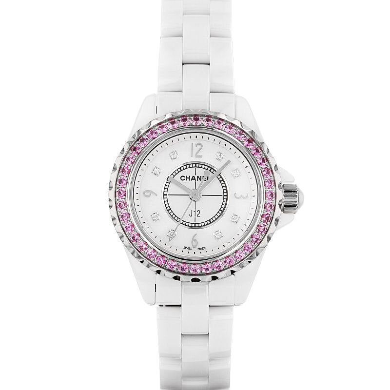 Chanel J12 Quartz Diamonds Mother of Pearl White Dial White Steel Strap Watch for Women - J12 H3243 Buy Now By Chanel