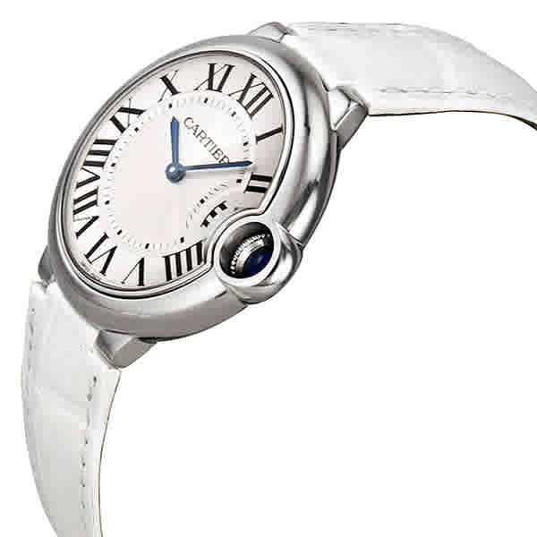 Cartier Ballon Bleu de Cartier Silver Dial White Leather Strap Watch for Women - W6920087 Buy Now By Cartier