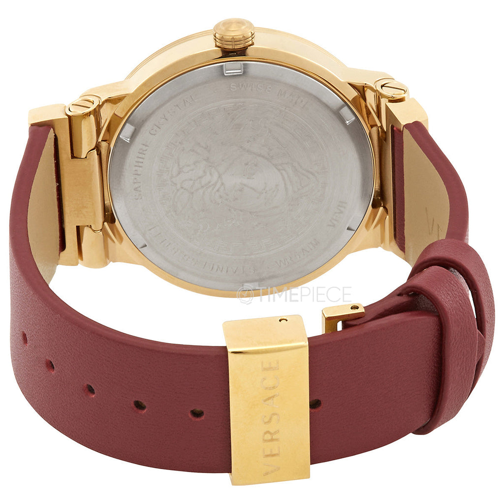 Versace Greca Silver Dial Red Leather Strap Watch for Women - VEVH00420 Buy Now By Versace